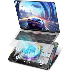 G-Story Gaming Mame Computer Cooling Pad مع مروحة متحركة وسرعة تلقائية قابلة للتعديل حسب درجة الحرارة ، ومزامنة الموسيقى RGB ، وضوضاء ضوضاء منخفضة برودة 3 سرعة 1500/1750/2000 دورة في الدقيقة (140 مم) من 12-18 "دفتر
