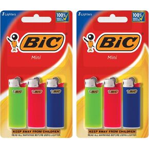 BIC Mini Lighter, Assorted Colors, 6-Pack (Packaging Varies)
