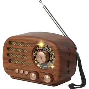 Radios Portable AM ​​FM SW ، راديو رجعية مع مكبر صوت ، Radio Radio Bluetooth 5.3 ، بطارية قابلة لإعادة الشحن تعمل بالبطارية ، TWS ، دعم بطاقة TF/MP3/USB ، هدايا لكبار ، داكن الخشب