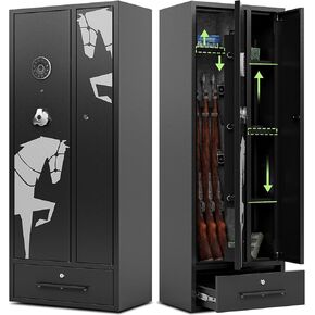 15-20 Gun Safe,Large Gun Safes for Home Rifle and Pistols,Rifle Safe,Gun Cabinets for Rifles and Shotguns,Gun Cabinets,Gun Safes & Cabinets with Drawer,3 Gun Mount,Handgun Pockets and Removable Shelf