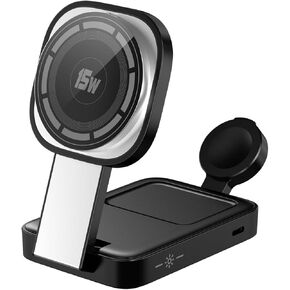 Magnetic Wireless Charging Station,Foldable 3 in 1 Wireless Charging Station Night-Lamp, Fast Mag-Safe Charger Compatible with iPhone 16/15/14/13/12&Air-Pods&iWatch