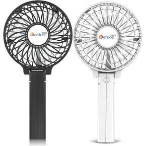 VersionTECH. Portable Handheld Fan 2Pack, Black+White Powerful 180° Foldable Rechargeable Clip Fan with 3 Speeds