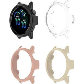 4 Pack Miimall Rugged Case for Garmin Vivoactive 6 Cover [NO Screen Protector], Anti-Drop, Shockproof, Women Men Hard PC Replacement Bumper Protective Shell for Vivoactive 6(Clear/Black/Pink/White)