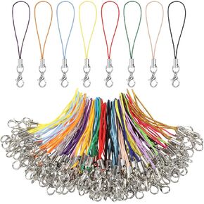 Phone Charms Strap with Lobster Clasp, 100Pcs Lanyard Straps Cell Phone Charm for Keychain Clasps Lariat Lanyard Charm Pendant Clasp for Mobile Accessories Charms 20 Colors