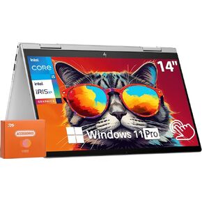 HP Envy 14 2-in-1 Business Laptop, Office Lifetime License, 14" FHD Touch Screen, Intel 10-Core i5-1335U CPU, 8 GB RAM, 1 TB SSD, Fingerprint Reader, WiFi 6E, Windows 11 Pro, w/RH-Accessories