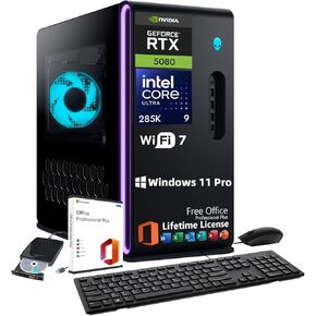 Alienware Aurora R16 Gaming Desktop | NVIDIA GeForce RTX 5080 GDDR7 | Intel Ultra 9 285K (24-Core) | NPU AI | Win 11 Pro | w/Office & External DVD Drive | WiFi 7 | 64GB DDR5, 2TB SDD, 2TB HDD