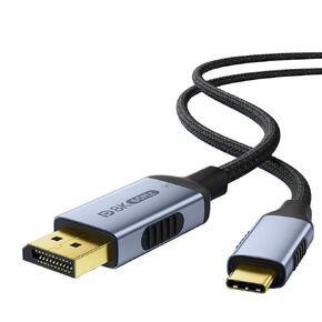 Bidirectional USB-C to DisplayPort 1.4 Cable 8K@60Hz 4K@240Hz, 6.6FT DP to USB C Thunderbolt 4 Cord,Aluminum Case Nylon Braided, Compatible with iPhone 16 Pro Max, MacBook Pro/Air, iPad