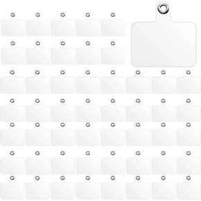 50 PCS Phone Lanyard Tabs, Universal Phone Tether Tabs, Clear Tether Tab for Cell Phone, Pvc Transparent Lanyard Patches Compatible with iPhone Case Smartphone Case, Non Adhesive