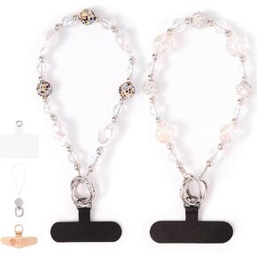 Fancy Beaded Cell Phone Wrist Strap, Anti-Lost Lanyard for iPhone, Hands-Free Bling Wristlet Bag Accessory Charm Work Jewelry
