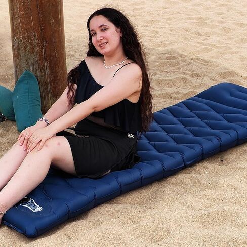 وسادة نوم تخييم كبيرة الحجم ، 4.2 بوصة سميكة في التخييم سميك الحصير للنوم للبالغين ، مرتبة التخييم مع وسادة ومضخة مدمجة للخيمة ، الظهر ، سفر السفر in Kuwait