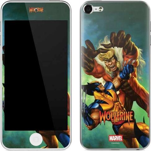 Skinit Decal MP3 Player Skin Compatible with iPod Touch (6th Gen 2015) - Officially Licensed Marvel X-Men Wolverine Vs Sabretooth Design in Kuwait