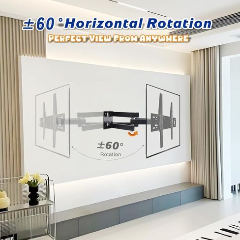 TV Wall Mount Bracket for Most 32-85 Inch TVs, Full Motion TV Wall Mount with Articulating Dual Arms Fits 8.6" Studs, Max VESA 600 x 400mm, Holds up to 110lbs Load in Saudi Arabia