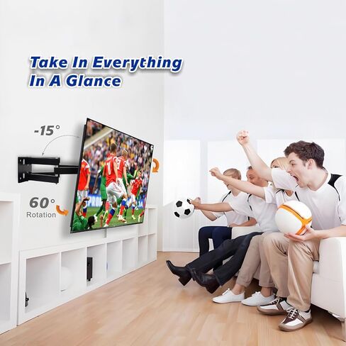 TV Wall Mount Bracket for Most 32-85 Inch TVs, Full Motion TV Wall Mount with Articulating Dual Arms Fits 8.6" Studs, Max VESA 600 x 400mm, Holds up to 110lbs Load in Saudi Arabia