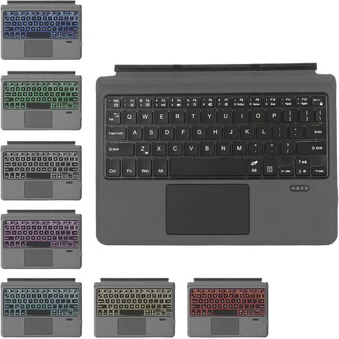 Wireless Keyboard for Surface Go 3/2/1, Ultra Slim Portable Bluetooth Keyboard with Touchpad, Detachable Key Board Backlit with PU Leather (7-Color Backlit) in Saudi Arabia