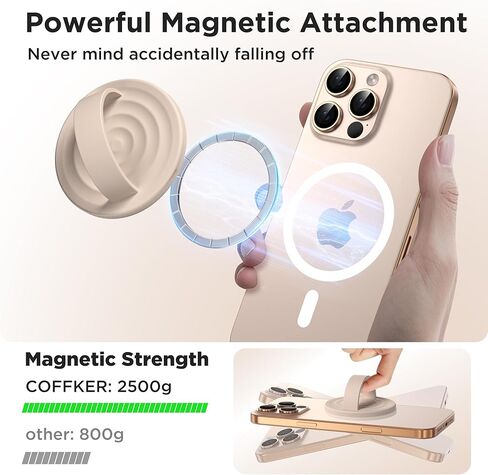 Magnetic Phone Ring Grip Holder, Silicone Finger Loop Grip, Compatible with MasSafe, Back of Phone for iPhone Pro Max/Plus/16/15/15/14/13/12 Series, Light Brown in Kuwait