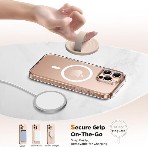 Magnetic Phone Ring Grip Holder, Silicone Finger Loop Grip, Compatible with MasSafe, Back of Phone for iPhone Pro Max/Plus/16/15/15/14/13/12 Series, Light Brown in Kuwait