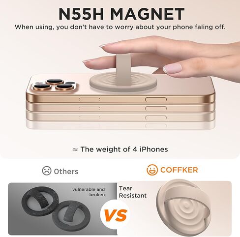 Magnetic Phone Ring Grip Holder, Silicone Finger Loop Grip, Compatible with MasSafe, Back of Phone for iPhone Pro Max/Plus/16/15/15/14/13/12 Series, Light Brown in Kuwait