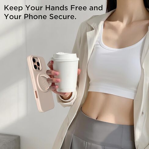 Magnetic Phone Ring Grip Holder, Silicone Finger Loop Grip, Compatible with MasSafe, Back of Phone for iPhone Pro Max/Plus/16/15/15/14/13/12 Series, Light Brown in Kuwait