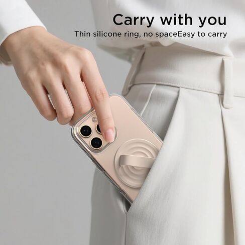 Magnetic Phone Ring Grip Holder, Silicone Finger Loop Grip, Compatible with MasSafe, Back of Phone for iPhone Pro Max/Plus/16/15/15/14/13/12 Series, Light Brown in Kuwait