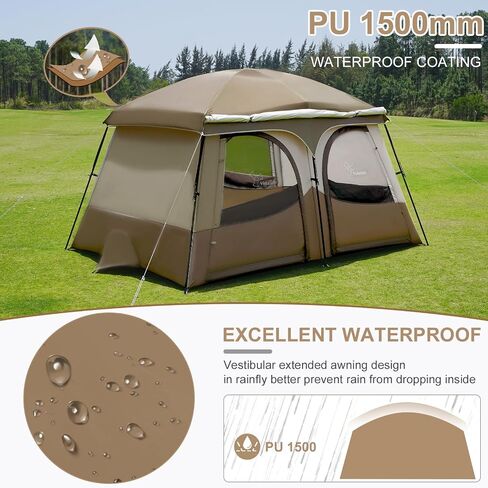 Vidalido Tents，3-4 Person Camping Tent with Extended Vestibule，Weather Resistant Family Tents with Breathable Mesh Windows，Easy Install Waterproof Outdoor Tent for Backpacking and Camping Hiking in Saudi Arabia