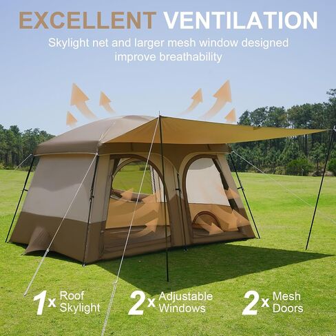 Vidalido Tents，3-4 Person Camping Tent with Extended Vestibule，Weather Resistant Family Tents with Breathable Mesh Windows，Easy Install Waterproof Outdoor Tent for Backpacking and Camping Hiking in Saudi Arabia