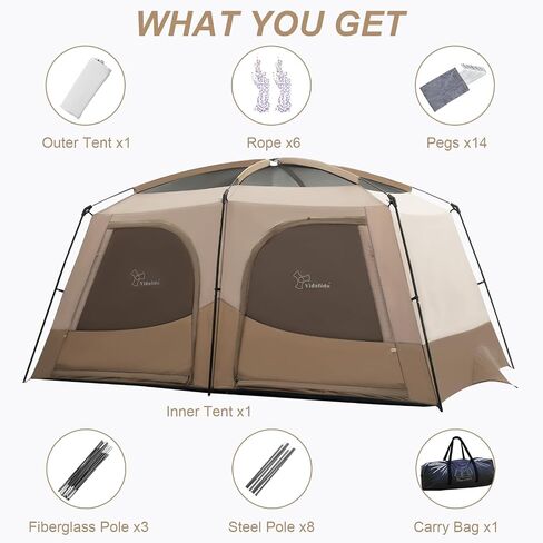 Vidalido Tents，3-4 Person Camping Tent with Extended Vestibule，Weather Resistant Family Tents with Breathable Mesh Windows，Easy Install Waterproof Outdoor Tent for Backpacking and Camping Hiking in Saudi Arabia