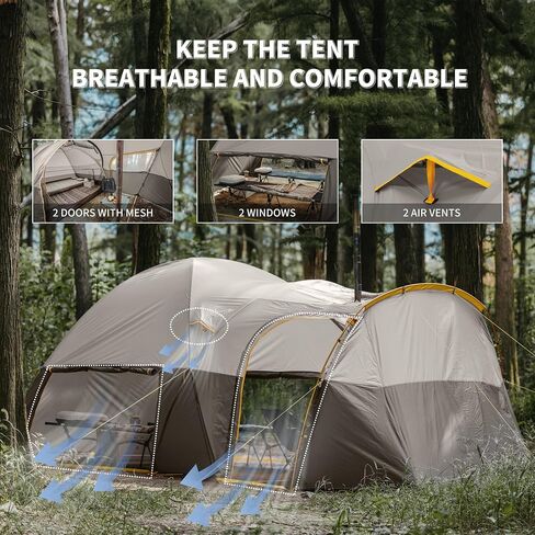 Naturehike KOTA 4/6/8 Person Camping Tent, Double Layer Waterproof 4 Person 6 Person 8 Person Tents for Camping, Large and Tall Family Tent with Vestibules Porch in Saudi Arabia