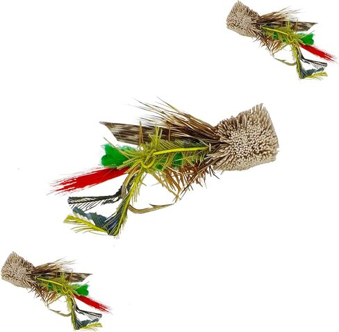 Dave's Hopper Dry Fly Fishing Set - 6 Pcs, Hook Size #10 - Topwater Terrestrial Grasshopper Flies for Bass, Panfish, Trout by Thor Outdoor in Saudi Arabia