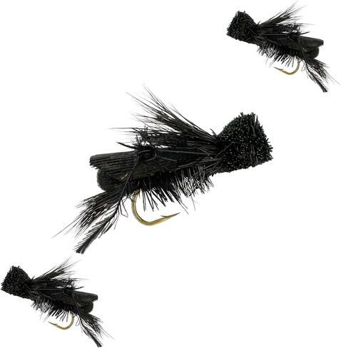 Dave's Hopper Dry Fly Fishing Set - 6 Pcs, Hook Size #10 - Topwater Terrestrial Grasshopper Flies for Bass, Panfish, Trout by Thor Outdoor in Saudi Arabia