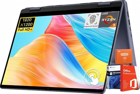 Dell Inspiron 14 2-in-1 Business Laptop, 14" IPS Full HD Touch Screen, AMD Ryzen 5, Radeon Graphics, 64 GB DDR5, 2 TB SSD, Fingerprint, Windows 11 Pro & Microsoft Office Pro License, with Accessories in Saudi Arabia