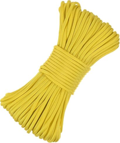 4 mm 102FT Guyline Camping Paracord [1PCS] - Guy Lines Ultralight Thin Cord Rope 7 Strands Paracord 550LB Use for Camping Tents & Tarps & Hiking - [Yellow] in Kuwait