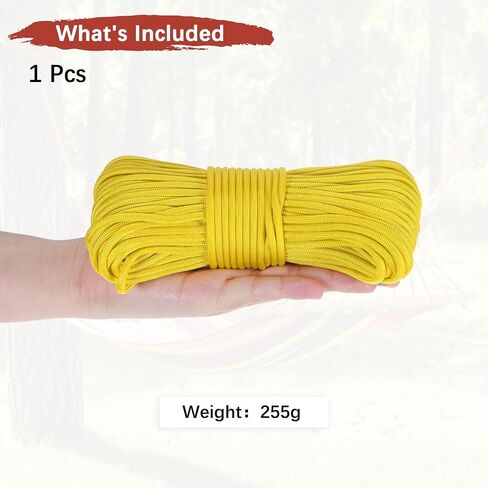 4 mm 102FT Guyline Camping Paracord [1PCS] - Guy Lines Ultralight Thin Cord Rope 7 Strands Paracord 550LB Use for Camping Tents & Tarps & Hiking - [Yellow] in Kuwait
