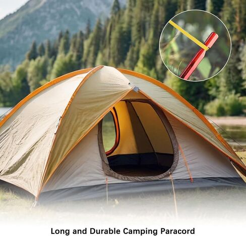 4 mm 102FT Guyline Camping Paracord [1PCS] - Guy Lines Ultralight Thin Cord Rope 7 Strands Paracord 550LB Use for Camping Tents & Tarps & Hiking - [Yellow] in Kuwait