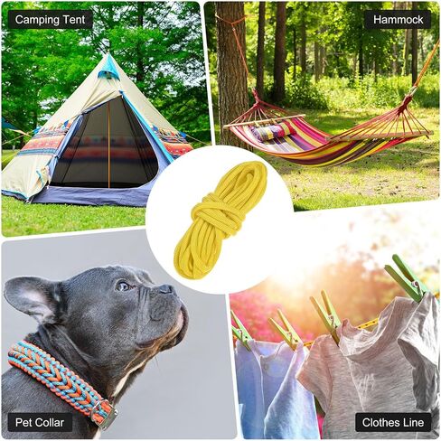 4 mm 102FT Guyline Camping Paracord [1PCS] - Guy Lines Ultralight Thin Cord Rope 7 Strands Paracord 550LB Use for Camping Tents & Tarps & Hiking - [Yellow] in Kuwait