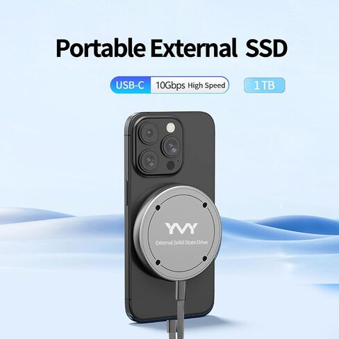 1TB External SSD, 10Gbps Ultra Speed Magnetic External Solid State Drive, USB C Portable SSD for Storage and Backup Compatible with Laptop, Mac, TV, iPhone 15 Pro, Type C Smartphones etc in Saudi Arabia