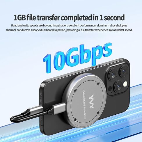 1TB External SSD, 10Gbps Ultra Speed Magnetic External Solid State Drive, USB C Portable SSD for Storage and Backup Compatible with Laptop, Mac, TV, iPhone 15 Pro, Type C Smartphones etc in Saudi Arabia