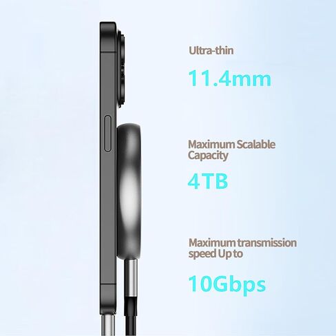 1TB External SSD, 10Gbps Ultra Speed Magnetic External Solid State Drive, USB C Portable SSD for Storage and Backup Compatible with Laptop, Mac, TV, iPhone 15 Pro, Type C Smartphones etc in Saudi Arabia