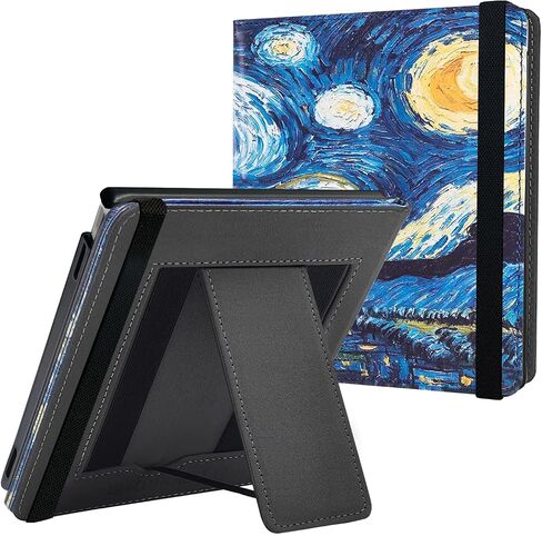 BOZHUORUI Case for 7" Onyx Boox Go 7 B/W & Go 7 Color (Gen I/II, 2025/2024) & Boox Page | Built-in Foldable Stand & Double Hand Straps | with Sleep/Wake | PU Leather SleepCover (Starry Sky) in Saudi Arabia