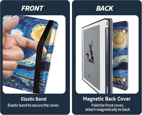 BOZHUORUI Case for 7" Onyx Boox Go 7 B/W & Go 7 Color (Gen I/II, 2025/2024) & Boox Page | Built-in Foldable Stand & Double Hand Straps | with Sleep/Wake | PU Leather SleepCover (Starry Sky) in Saudi Arabia