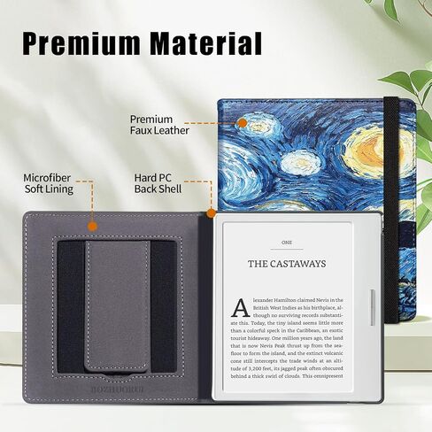 BOZHUORUI Case for 7" Onyx Boox Go 7 B/W & Go 7 Color (Gen I/II, 2025/2024) & Boox Page | Built-in Foldable Stand & Double Hand Straps | with Sleep/Wake | PU Leather SleepCover (Starry Sky) in Saudi Arabia