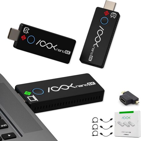 Wireless HDMI Transmitter 2 Receivers 4K Ask Nano Wireless Presentation Kit | True 4K30 Out (Not Decode), 0.1s Latency, Wireless HDMI Splitter for Church, Meeting, Classroom — 50ft, Cast Content to 2 TVs in Saudi Arabia