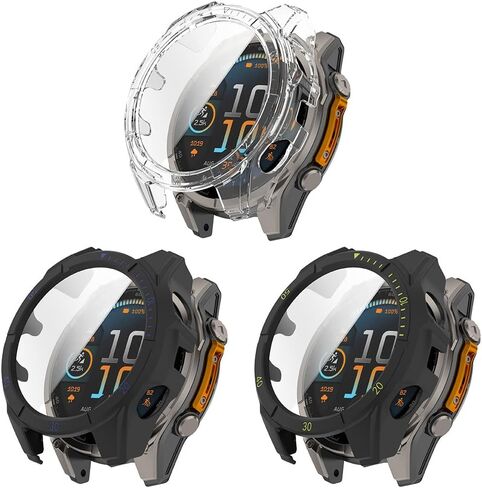 3 Pack Hard Case for Garmin Tactix 8 AMOLED 47mm 51mm with Screen Protector, Protective Case Shockproof Anti-Scratch Bumper Cover (Black&Red/Black&blue/Black&Green, Garmin Tactix 8 AMOLED 51mm) in Saudi Arabia