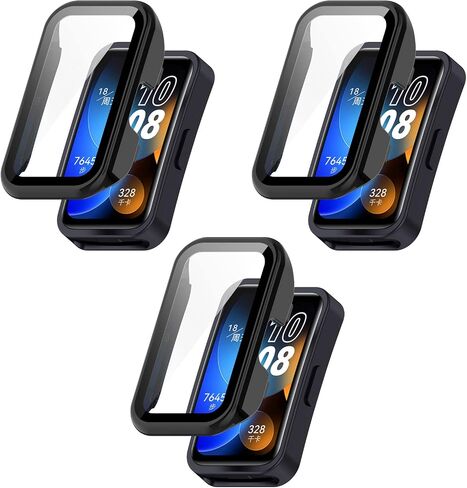 FitTurn Compatible with Huawei Band 10/10 NFC/9/9NFC/8/8NFC Screen Protector Cases Replacement PC Slim Case Cover 3D Full Coverage Tempered Glass Screen Protector for Huawei Band 10 Fitness Tracker Watch (Black*3) in Saudi Arabia