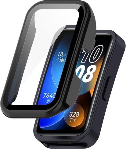 FitTurn Compatible with Huawei Band 10/10 NFC/9/9NFC/8/8NFC Screen Protector Cases Replacement PC Slim Case Cover 3D Full Coverage Tempered Glass Screen Protector for Huawei Band 10 Fitness Tracker Watch (Black*3) in Saudi Arabia