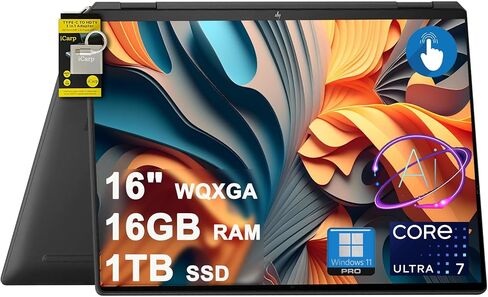 HP Spectre x360 2-in-1 Laptop for Creator Designer Business Professional 16" WQXGA Touch Intel 16-core Ultra 7 155H (Up to 11 Tops) 16GB RAM 1TB SSD Intel Arc Graphic Win11Pro ICP Hub w/Copilot AI PC in Saudi Arabia