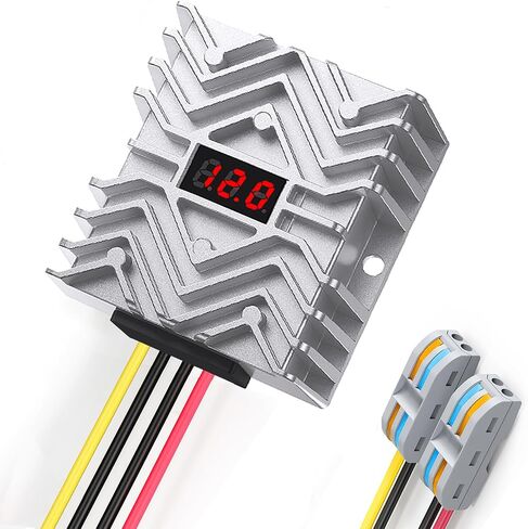 DC 24V to 12V 30A 360W Step Down Converter with LED Display, MCU Safety Chip, with Connector Waterproof Power Supply for Car, Truck, Boat in Kuwait
