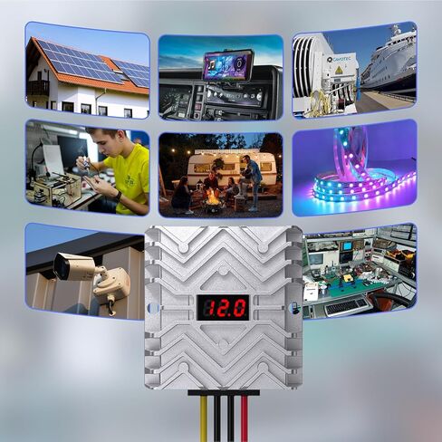 DC 24V to 12V 30A 360W Step Down Converter with LED Display, MCU Safety Chip, with Connector Waterproof Power Supply for Car, Truck, Boat in Kuwait