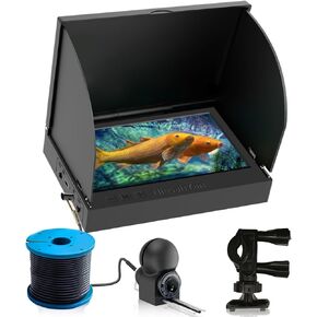 Underwater Fishing Camera, 5 Inch Upgraded HD Lens Ice Fishing Camera with 12 Infrared Night Vision Light, 195° Wide-Angle, IP68 Waterproof Fish Finder with 100ft Cable for Lake Sea Boat Kayak Fishing