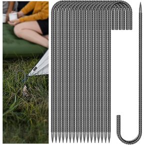 30 Pieces J Hooks Rebar Metal Tent Stakes 12 Inch Galvanized Ground Anchors Yard Stakes for Landscape Fabric Artificial Turf Heavy Duty Anti Rust for Outdoor Lawn Decorations Inflatables Swing Set