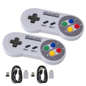 2-Pack 2.4G Wireless Retro Controller Suitable for SNES Classic Version (SNES Mini) or SFC Classic Version (SFC Mini), Game Joystick with USB Wireless Receiver Supported for PC/MacBook (US Ship)